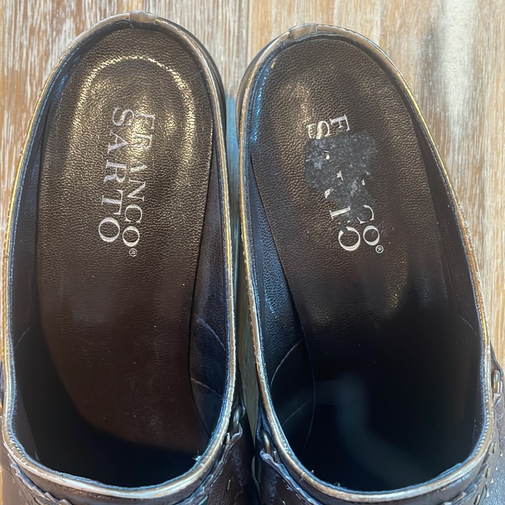 FRANCO SARTO western emerald leather slides, so much fun! Size 6.5 - Picture 4 of 6